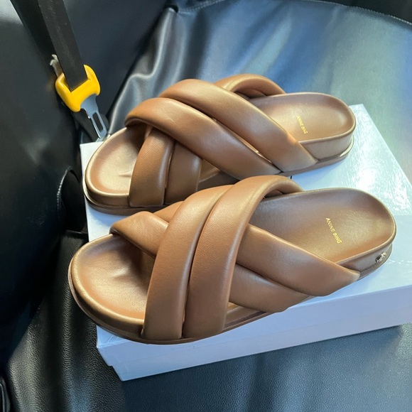 Anine Bing Lizzie Slide Sandal Cognac Brown Tan 38 - Picture 7 of 10